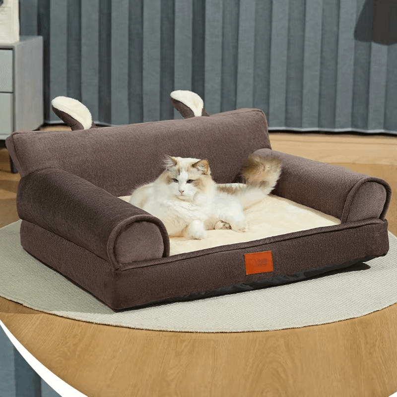 New Arrival Open Cat and Dog Bed by Winterheattech Removable Nest House with Foam Plush Brown Dog and Cat Sofa Bed