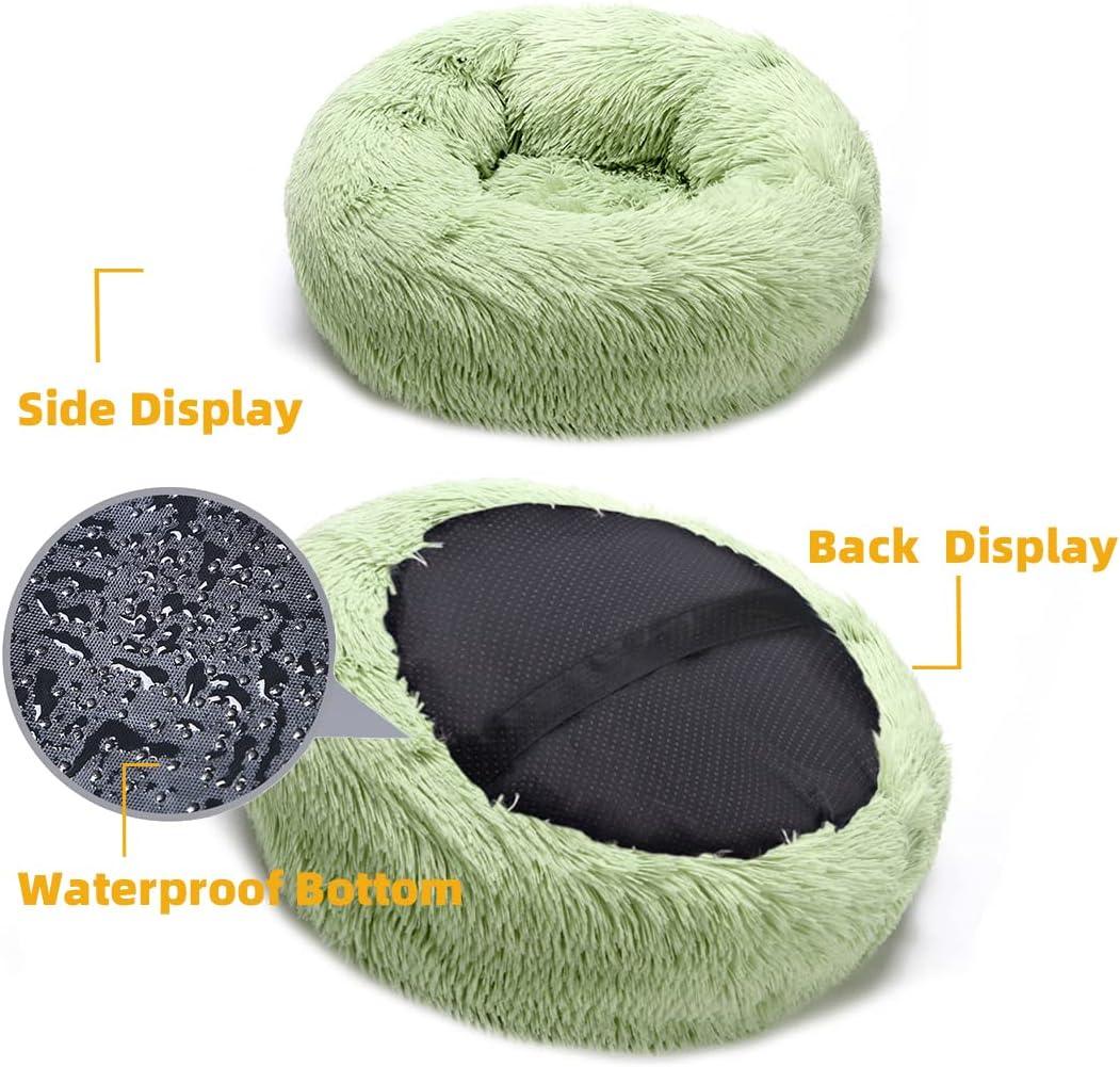 Cat Bed, Washable, Fluffy, Mint Green, Round Dog Bed, Dog Cushion, Soft Plush Doughnut Pet Bed for Cats, Dogs, Soft, Warm Pet Sofa (60 cm)