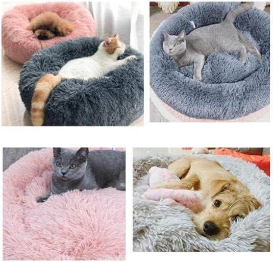 Cat Bed, Washable, Fluffy, Mint Green, Round Dog Bed, Dog Cushion, Soft Plush Doughnut Pet Bed for Cats, Dogs, Soft, Warm Pet Sofa (60 cm)