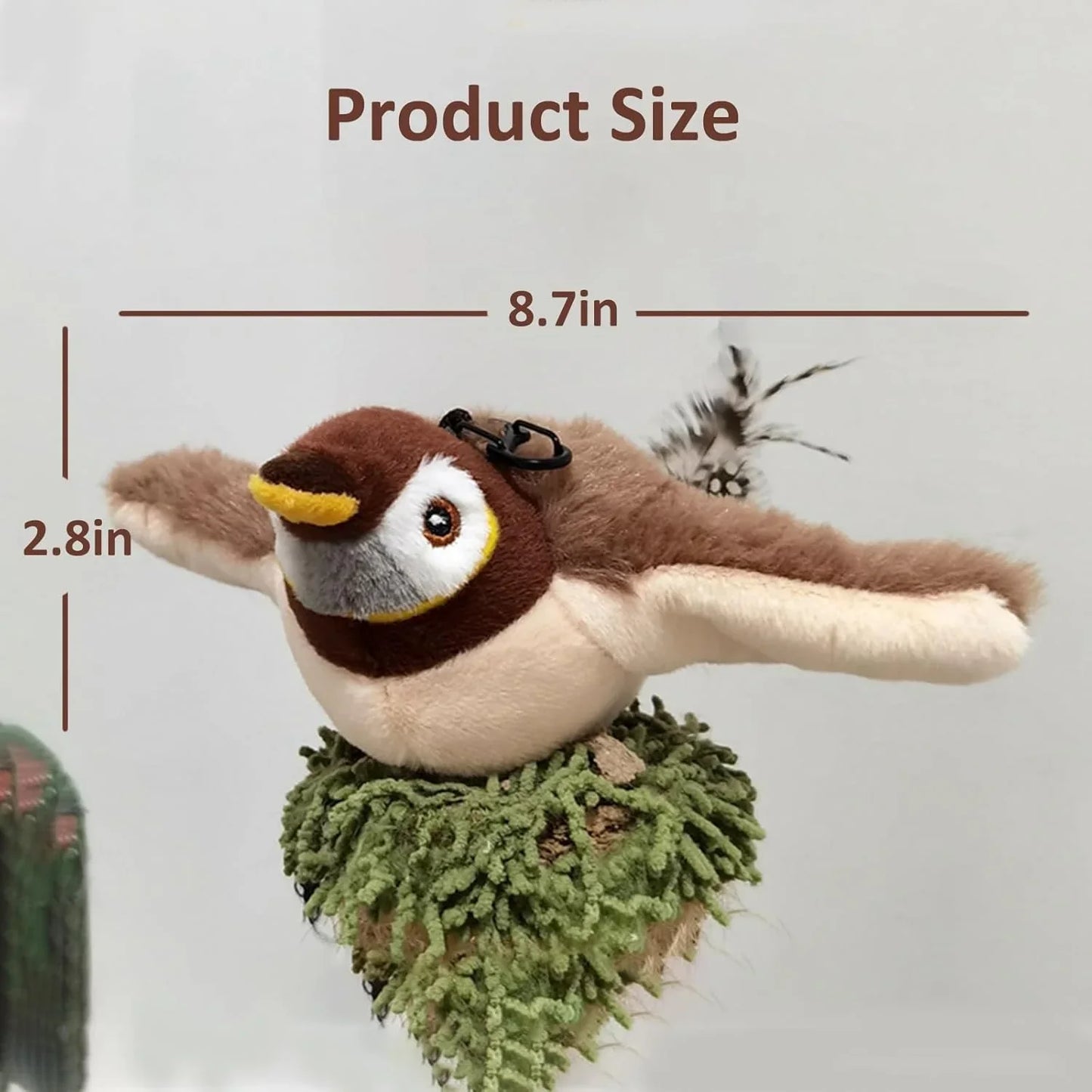 Pet Cat Interactive Toys, Rechargeable Chirping Flapping Bird (no Flying) with Catnip for Indoor Cats, Touch Activated Plush Toys