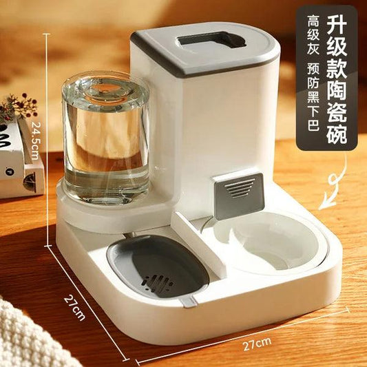 2-in-1 Automatic Pet Feeder, Automatic Water (1.3L) And Food (2.3L) Cat Food and Water Bowl Set, Automatic Cat Feeder for Dogs, All-in Pet Feeder for Small to Medium Dogs