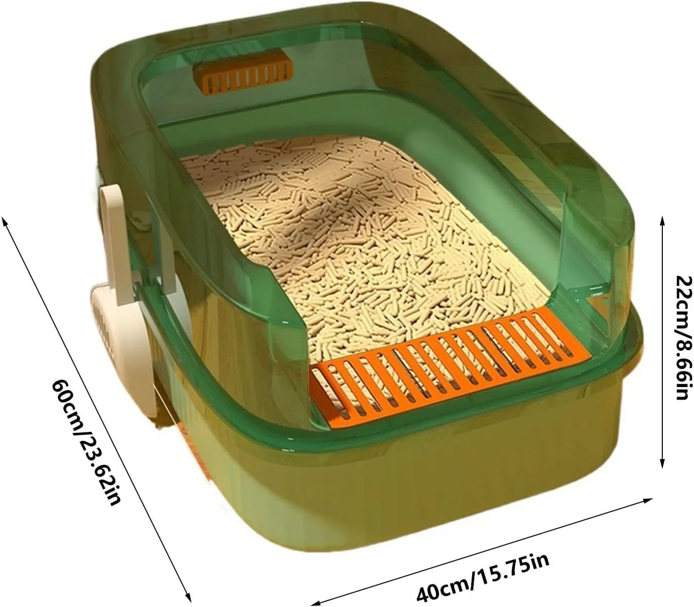 LHX Cat Litter Box Extra Large Fully Open Cat Toilet Semi-enclosed Cat Litter Box Suitable for Large and Multiple Cats Easy to Clean High Wall Side Cover Cat Litter Box 40 * 60 * 22cm,