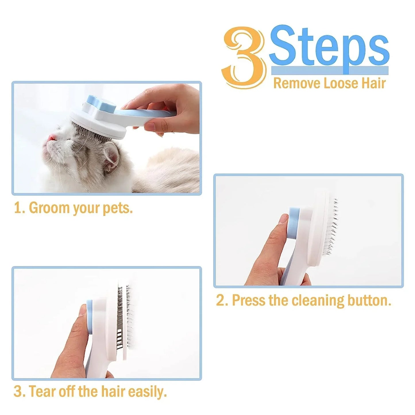 Dogs and Cats Pet Grooming Tool Dog Hair Cleaner Brush Comb Shedding Trimming Self Grooming Brush
