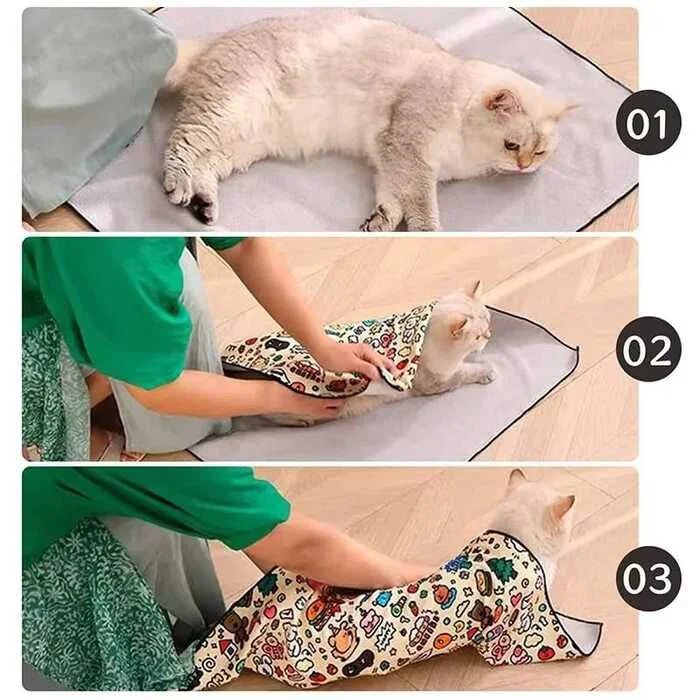 Cat Beauty Wrap - Pet Protective Cover - Cat Wrapping Cloth for Feeding, Scratch Prevention, Escape Protection, Cleaning Pet - Feline Grooming Towel