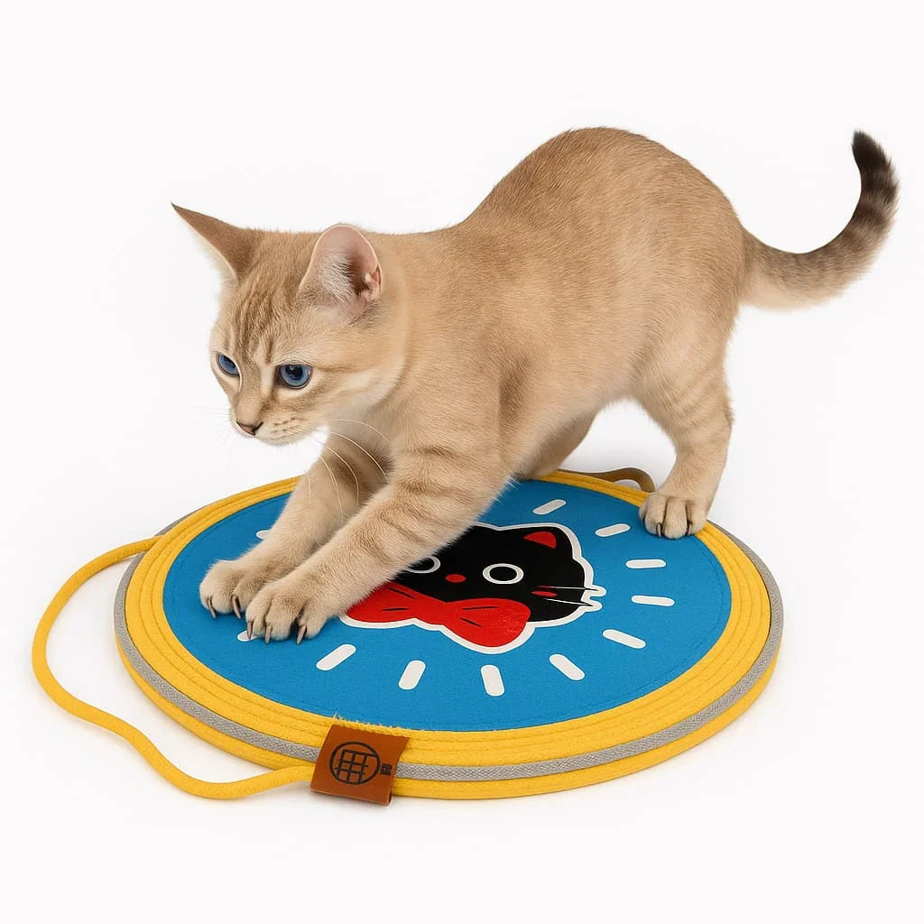 Cotton Cord Large Sisal Cat Scratcher Bed Round Shape Scratcher Pad as Pet Bed with Teaser Ball