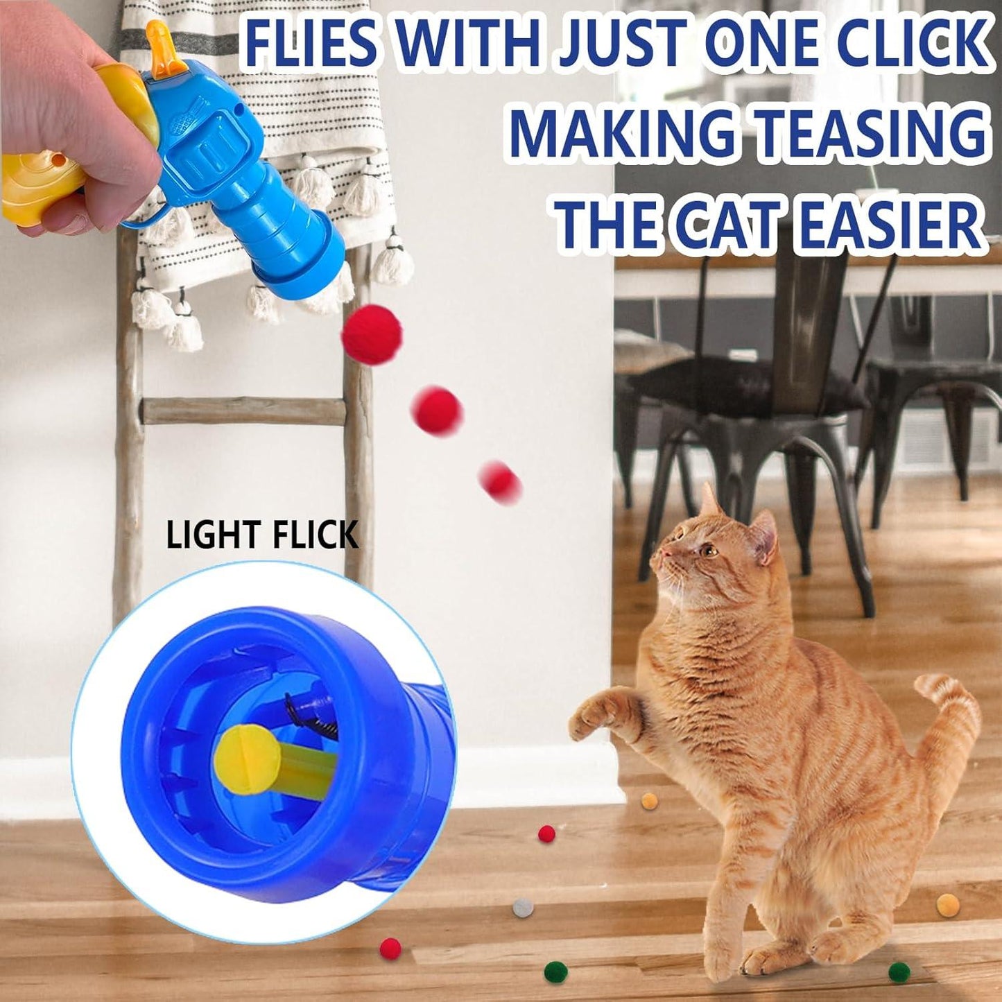 20pcs Cat Plush Ball with Toy Gun Plush Ball Firing Gun Teaser for Pet Cat