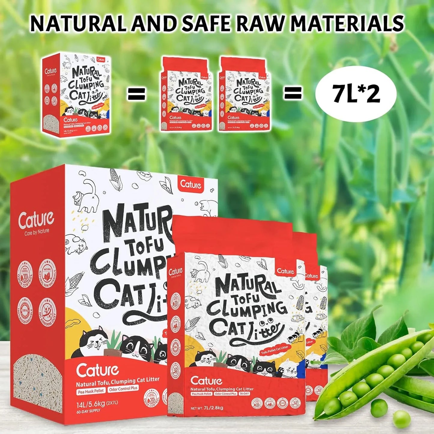 Destiny Cature Natural Tofu Mix Clumping Cat Litter Tofu and Zeolite 14L/5.6 kg Flushable Clumping Tofu Pellets