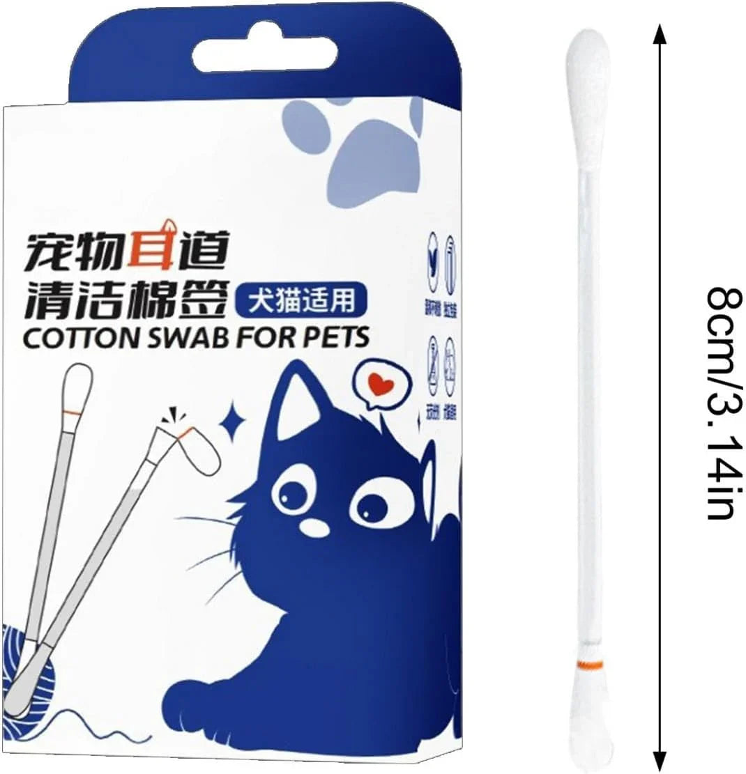 Ear Q Tips 50pcs Box pet ear cleaning special pet cotton swab to clean ear mites, Cat Ear Swabs Absorbent Q Ear