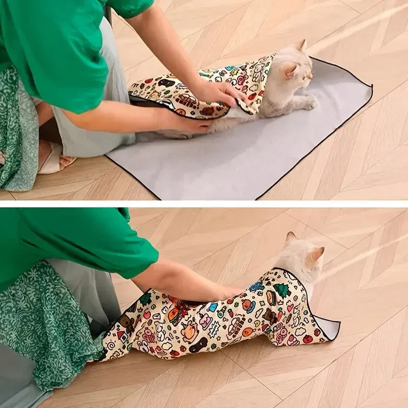 Cat Beauty Wrap - Pet Protective Cover - Cat Wrapping Cloth for Feeding, Scratch Prevention, Escape Protection, Cleaning Pet - Feline Grooming Towel