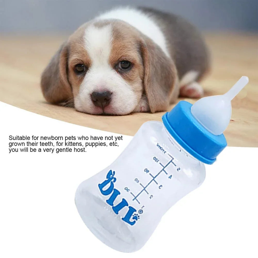Kitten Puppy Feeding Bottles, Newborn Small Animals Milk Bottles for Nursing with Replacement Nipples, Pet Large Feeder Set