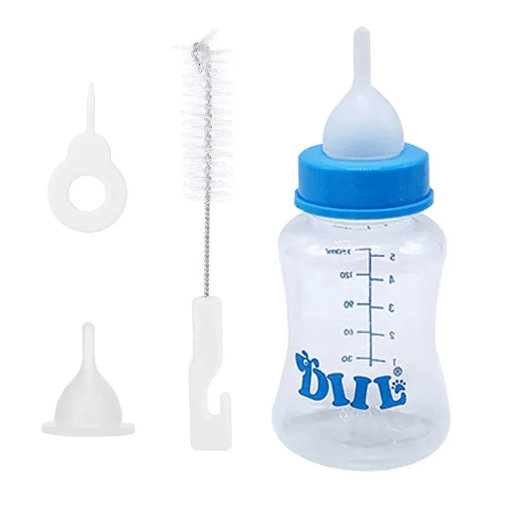 Kitten Puppy Feeding Bottles, Newborn Small Animals Milk Bottles for Nursing with Replacement Nipples, Pet Large Feeder Set