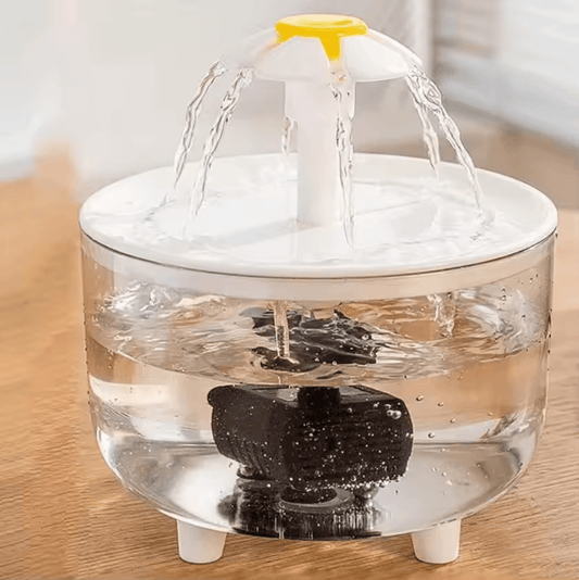 Cat Fountain,Flower Fountain with Multiple Action Filter,Cat Drinking Water Fountain,1L Dog Water Dispenser with Replacement Filters for Cats, Dogs, Multiple Pets (Frosted White)