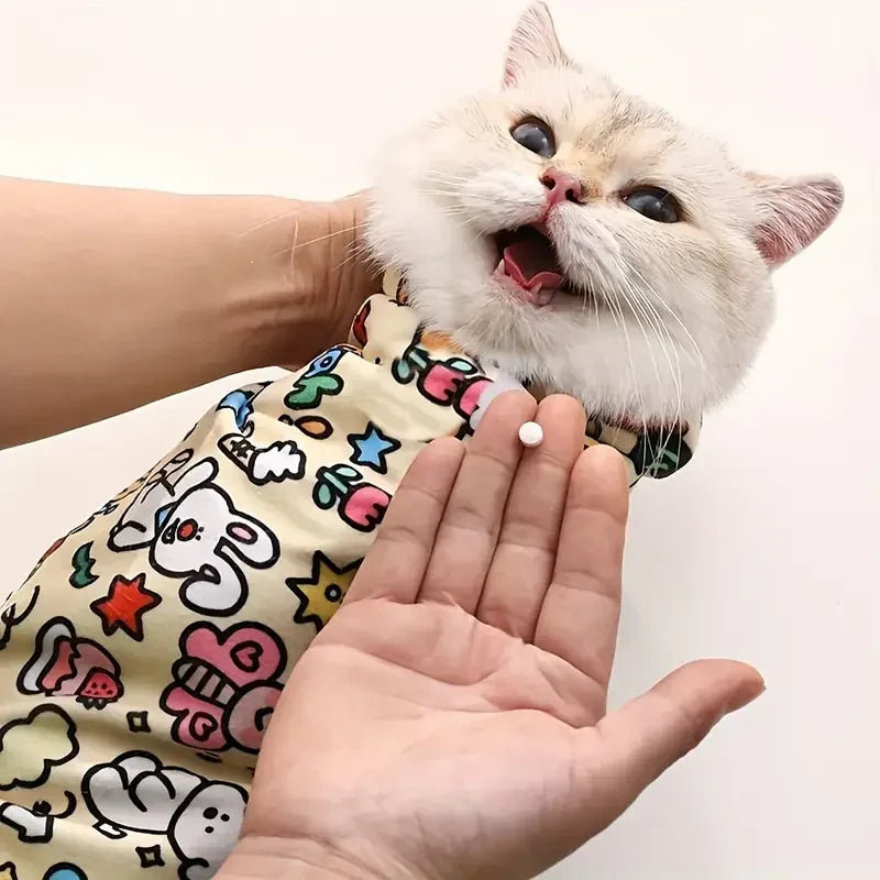 Cat Beauty Wrap - Pet Protective Cover - Cat Wrapping Cloth for Feeding, Scratch Prevention, Escape Protection, Cleaning Pet - Feline Grooming Towel
