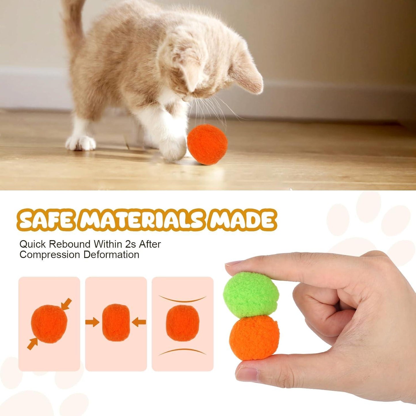 20pcs Cat Plush Ball with Toy Gun Plush Ball Firing Gun Teaser for Pet Cat