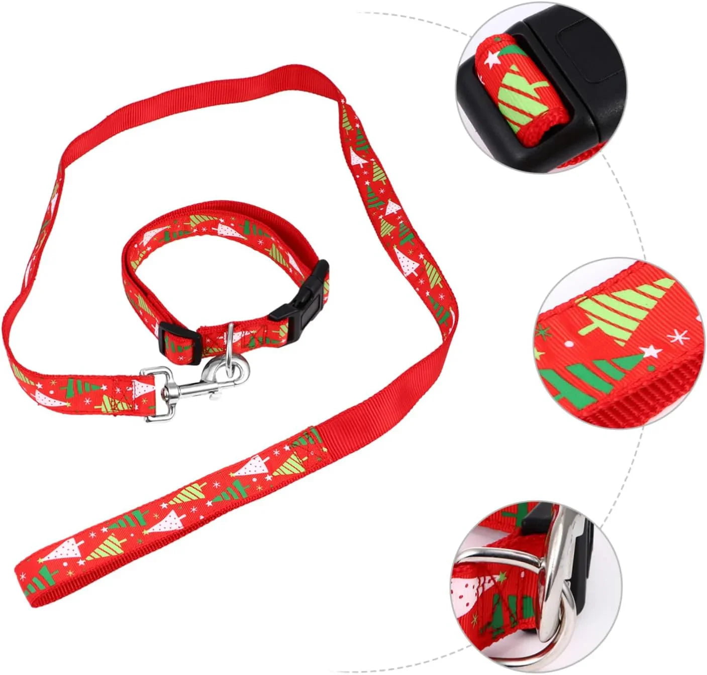 WOONEKY Dog Christmas Collar Pulling Rope Pet Christmas Collar, Random Colors