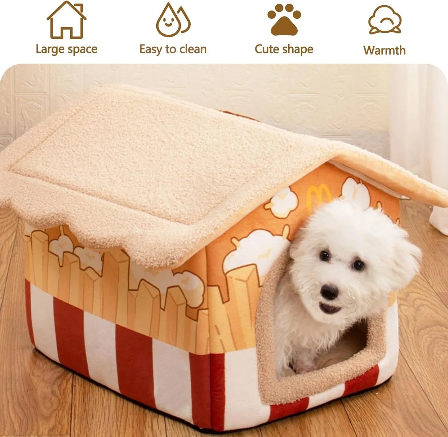 Cat Beds for Indoor Cats Removable Washable Lovely Sleeping Bed Cat Bed Cave Coffee