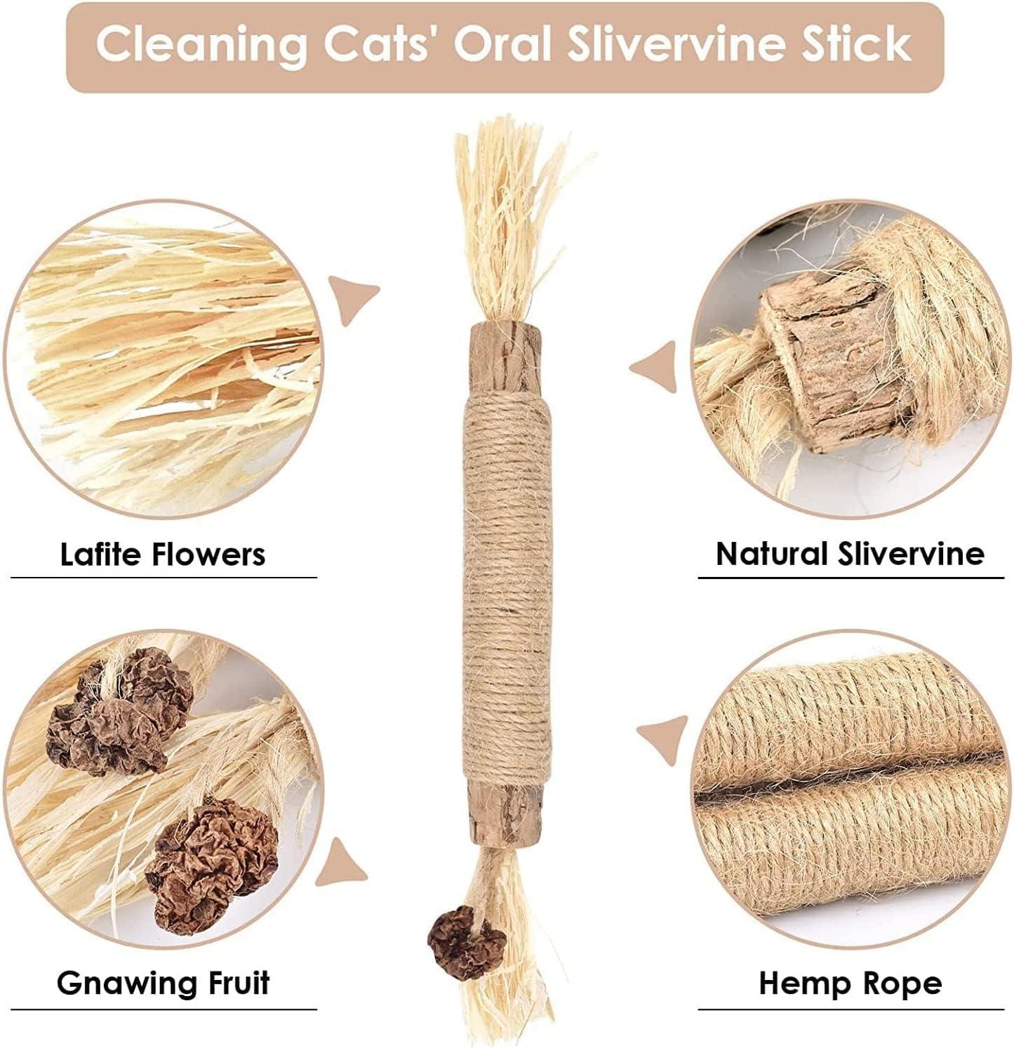 Silvervine Sticks for Cats, Catnip Sticks for Kittens Teeth Cleaning, Calm Cat Anxiety and Stress, Increase Appetite 1 Pcs