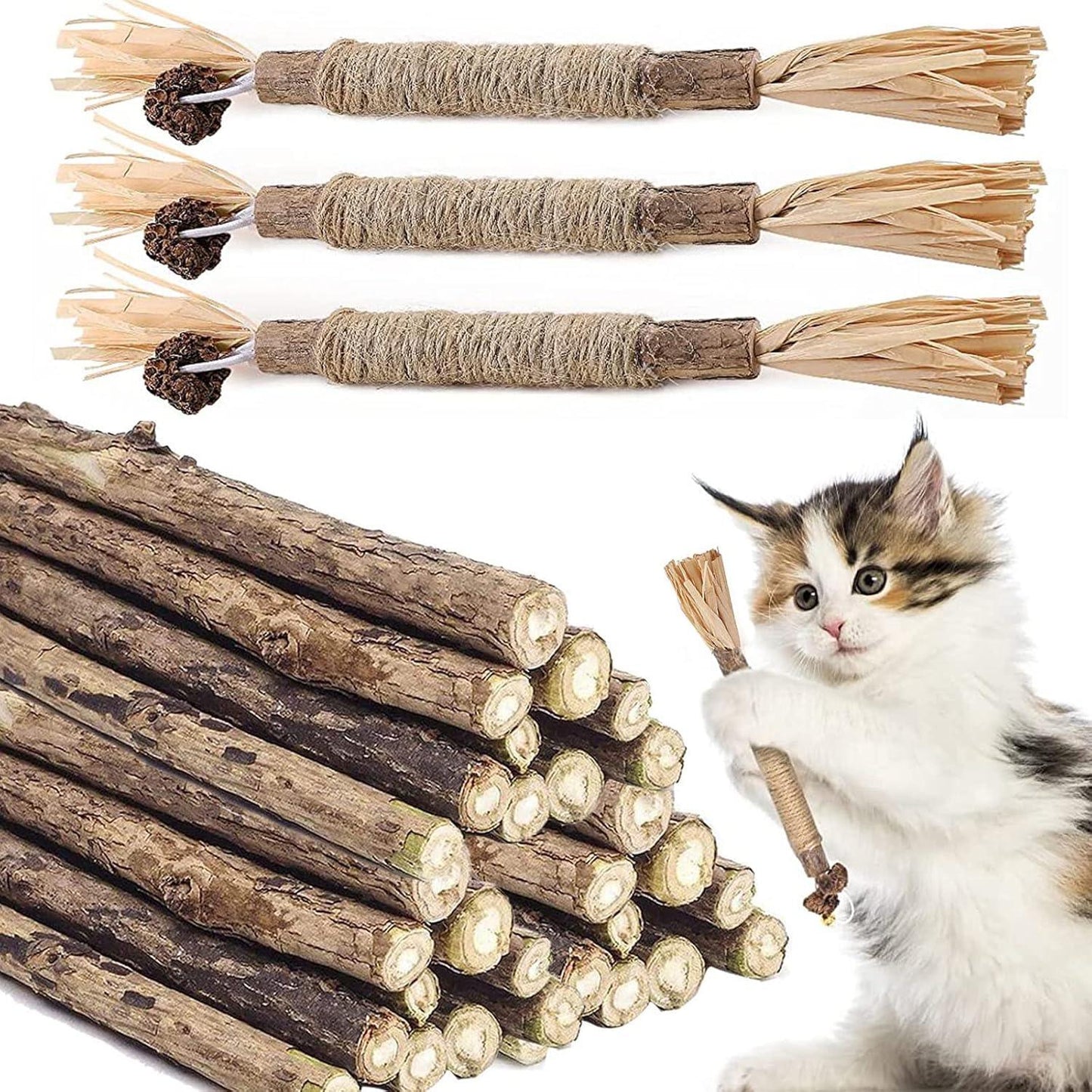 Silvervine Sticks for Cats, Catnip Sticks for Kittens Teeth Cleaning, Calm Cat Anxiety and Stress, Increase Appetite 1 Pcs