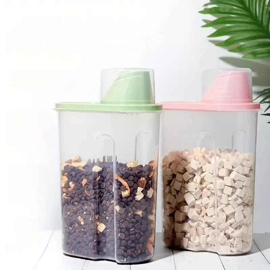 1pc Airtight Pet Food Storage Container with Scoop - Durable PP, Rectangular, Keeps Dog & Cat Kibble Fresh and Moisture-Free, with Measuring Cup Lid for Easy Pouring Food Jar
