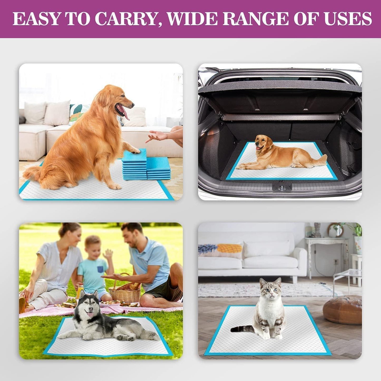 Super Absorbent Pee Pads Pet Training Disposable for Dogs and Cats Training Puppy Pee Pads Super Absorbent & Leak-Proof Extra Large