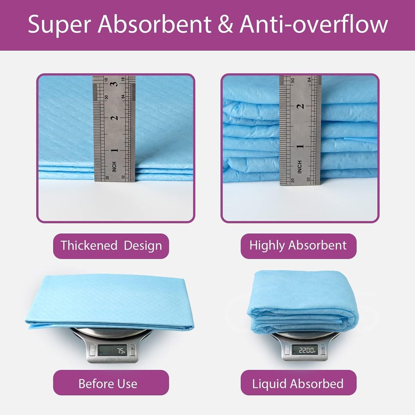 Super Absorbent Pee Pads Pet Training Disposable for Dogs and Cats Training Puppy Pee Pads Super Absorbent & Leak-Proof Extra Large