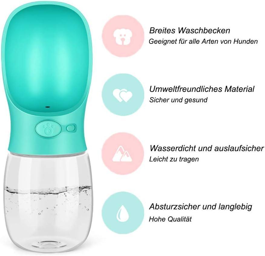 Portable Dog Water Bottle, Leak Proof Dog Water Dispenser, 350ml /12oz Pet Travel Water Bottle for Pets Outdoor Walking, Hiking, Travel, Food Grade Plastic