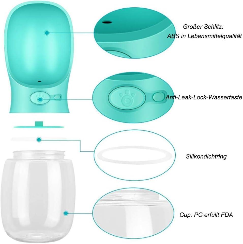 Portable Dog Water Bottle, Leak Proof Dog Water Dispenser, 350ml /12oz Pet Travel Water Bottle for Pets Outdoor Walking, Hiking, Travel, Food Grade Plastic
