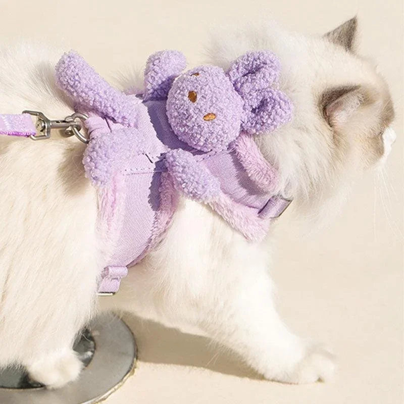 Rabbit Escape Proof Cat Harness 2 Color Leash Set Walking Leash Cat Leash Medium Size