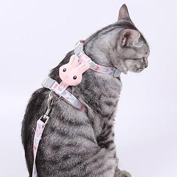Bunny Training Cat Harness for Walking Anti-Stroke Adjustable Cat Leash for Travel
