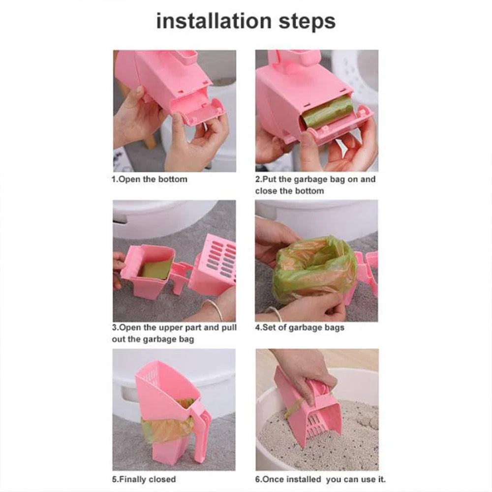 Cat Litter Scoop Integrated Holder with Poop Sifting - Cat Litter Sifter Scoop System