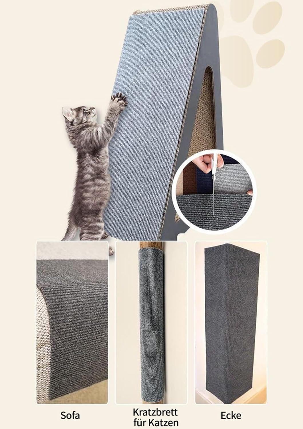 30 cm x 100 cm Self-adhesive Scratching Mat Cat Wall, Scratching Boards Cat Wall, DIY Trimmable Covered Tree Shelves Replacement, DIY Cuttable for Cat Wall Furniture Steps