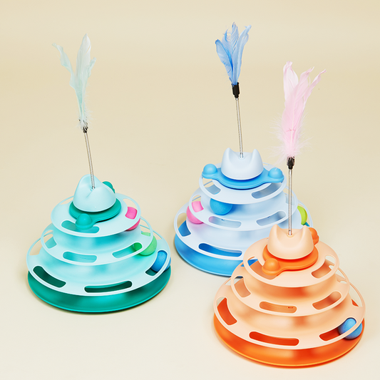Roller Kitten Toys, Four-Tier Turnable Toys for Pet Cats, TowerToy Cat Ball Toy
