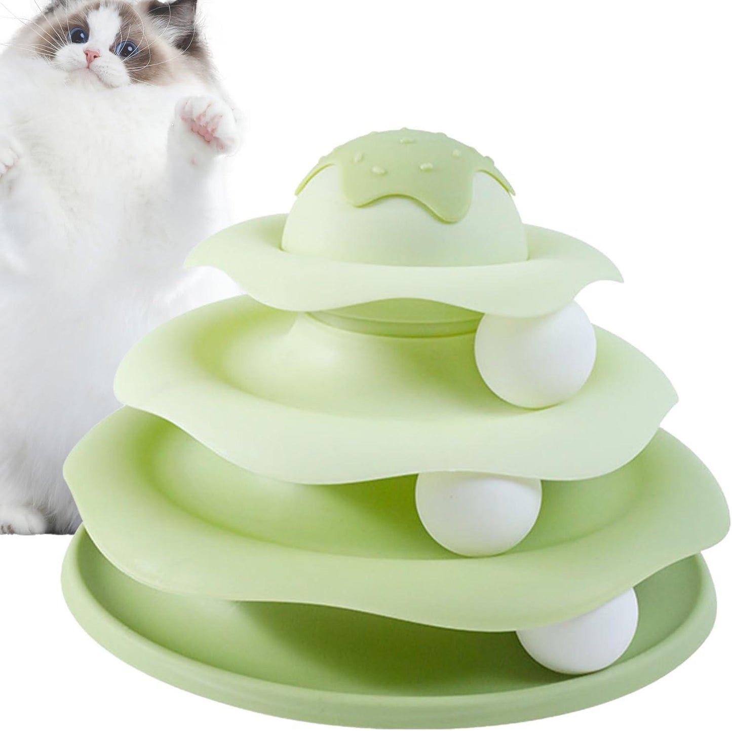 Cat Toy Roller Puzzle Toy Fun Toy for Kitten Physical Exercise Cat Toy Balls With Ice Cream Shape, Detachable Cat Tower Balls