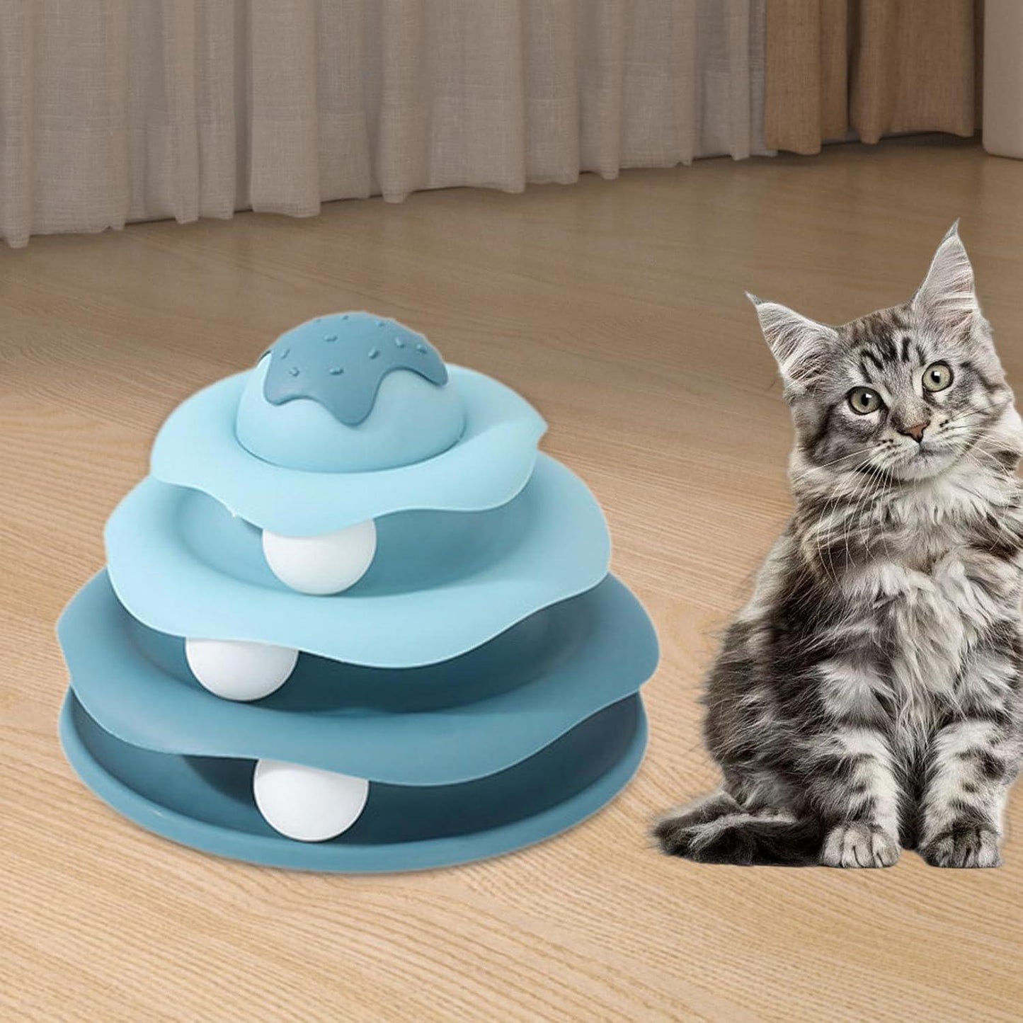 Cat Toy Roller Puzzle Toy Fun Toy for Kitten Physical Exercise Cat Toy Balls With Ice Cream Shape, Detachable Cat Tower Balls