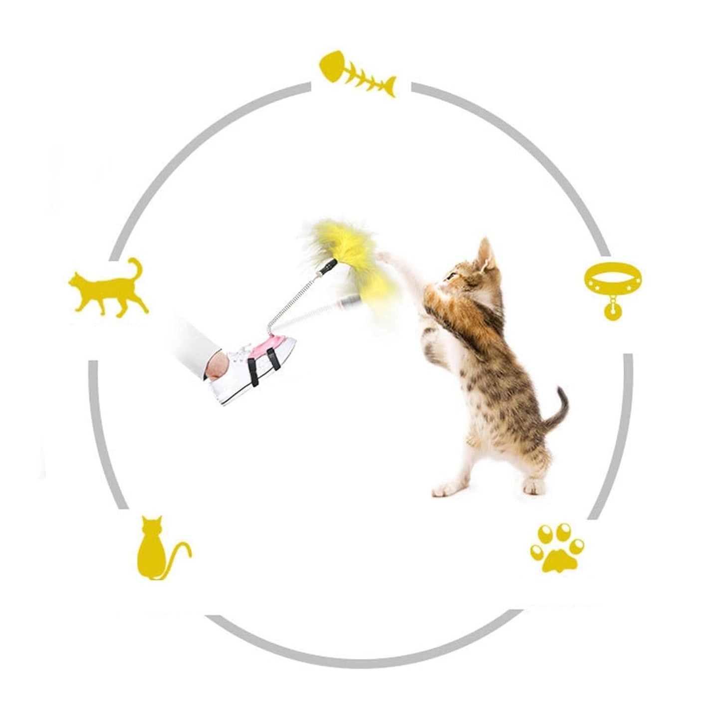 Interactive Cat Feather Toys, Cat Toys for Indoor Cats, Cat Toys with Collar, Self Excited Neck Interactive Teaser