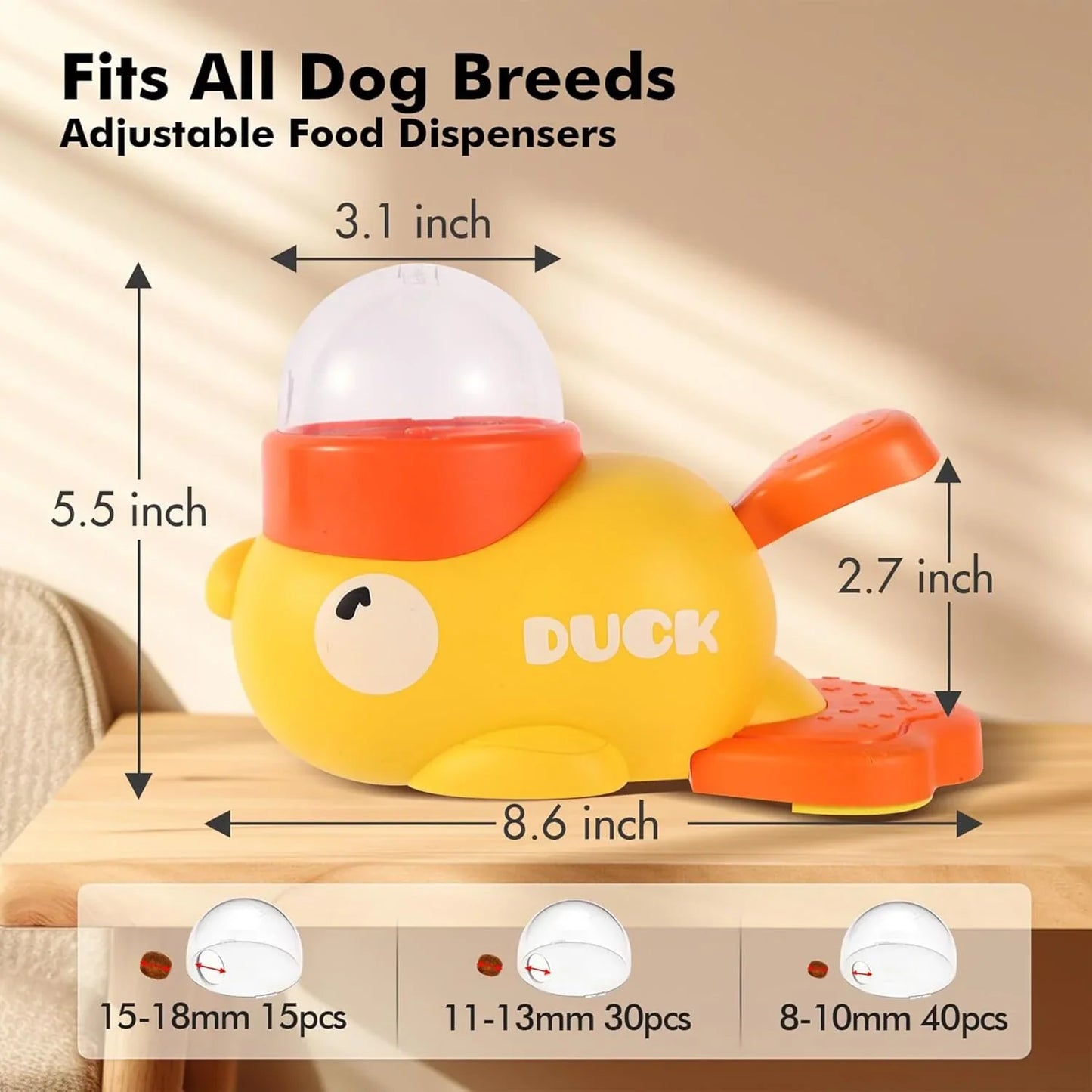 Durable Plastic Duck-Shaped Interactive Dog Treat Dispenser Toy - Mental Stimulation Snack Dispensing Puzzle Feeder with Transparent Window, Puppy Training & Cognitive Development