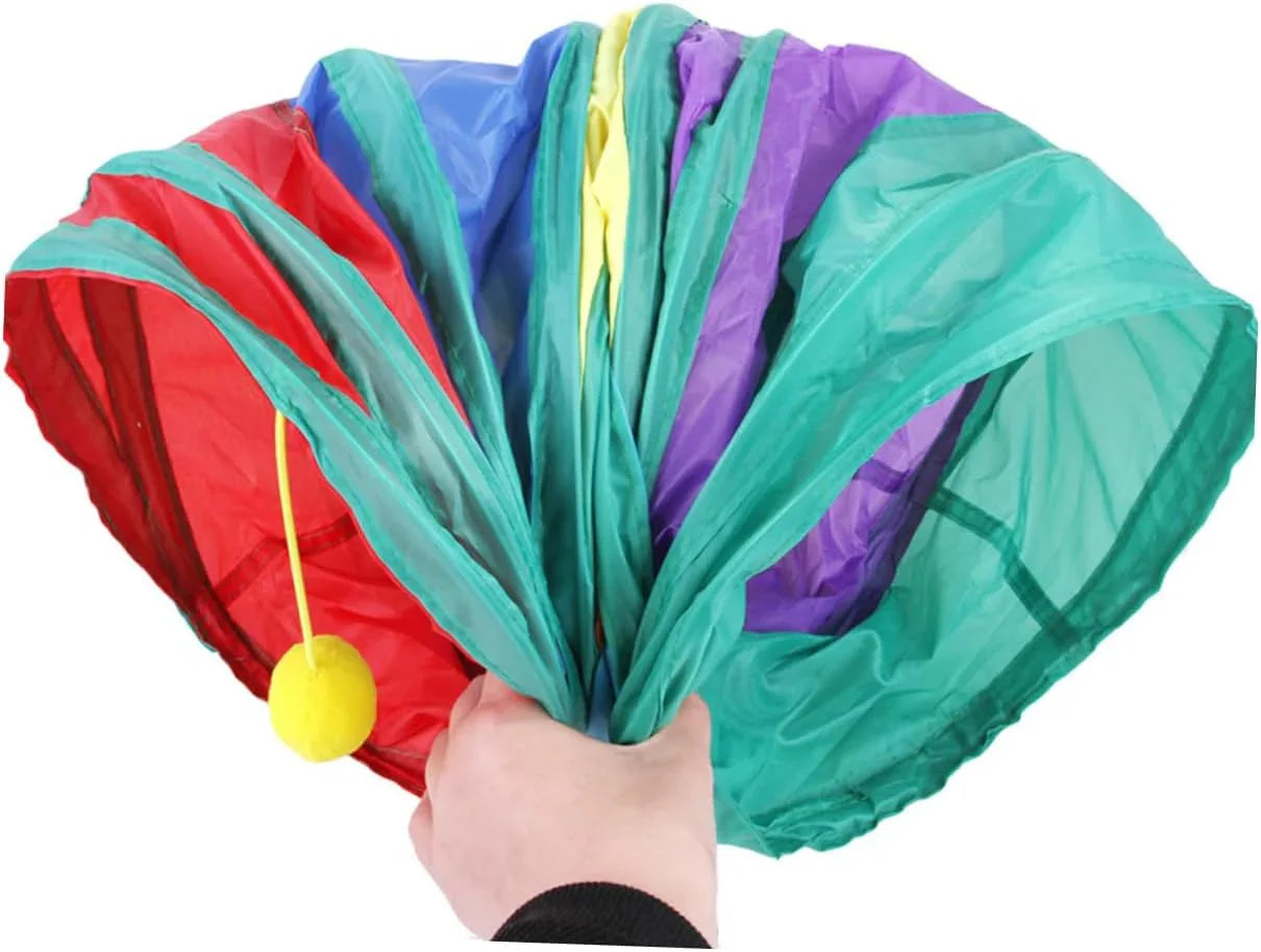 Cat Rattle Paper Tunnel Cat Folding Tunnel Toy Pet Crinkle Tunnel Play Tunnel Kitten Cat Playing Polyester Cotton