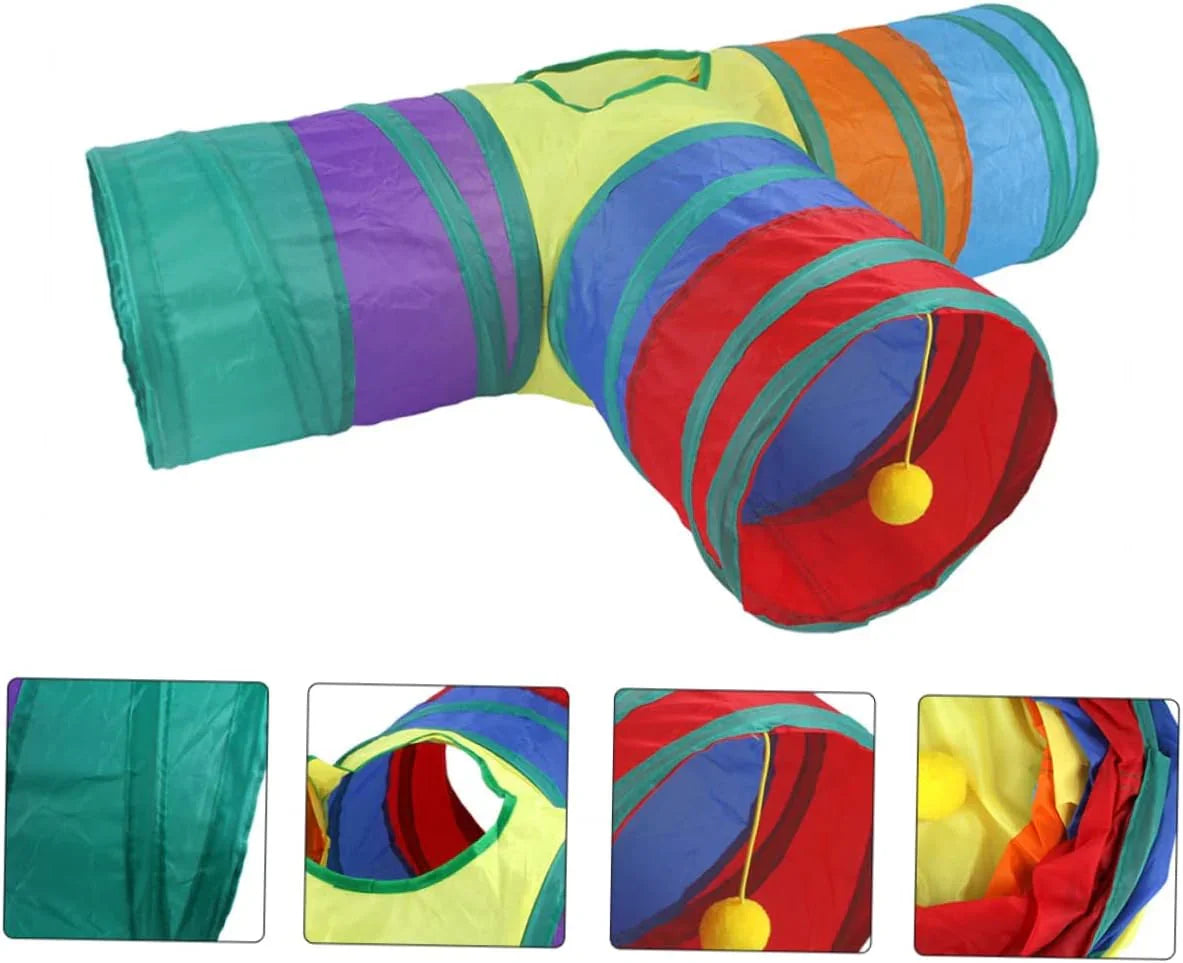 Cat Rattle Paper Tunnel Cat Folding Tunnel Toy Pet Crinkle Tunnel Play Tunnel Kitten Cat Playing Polyester Cotton