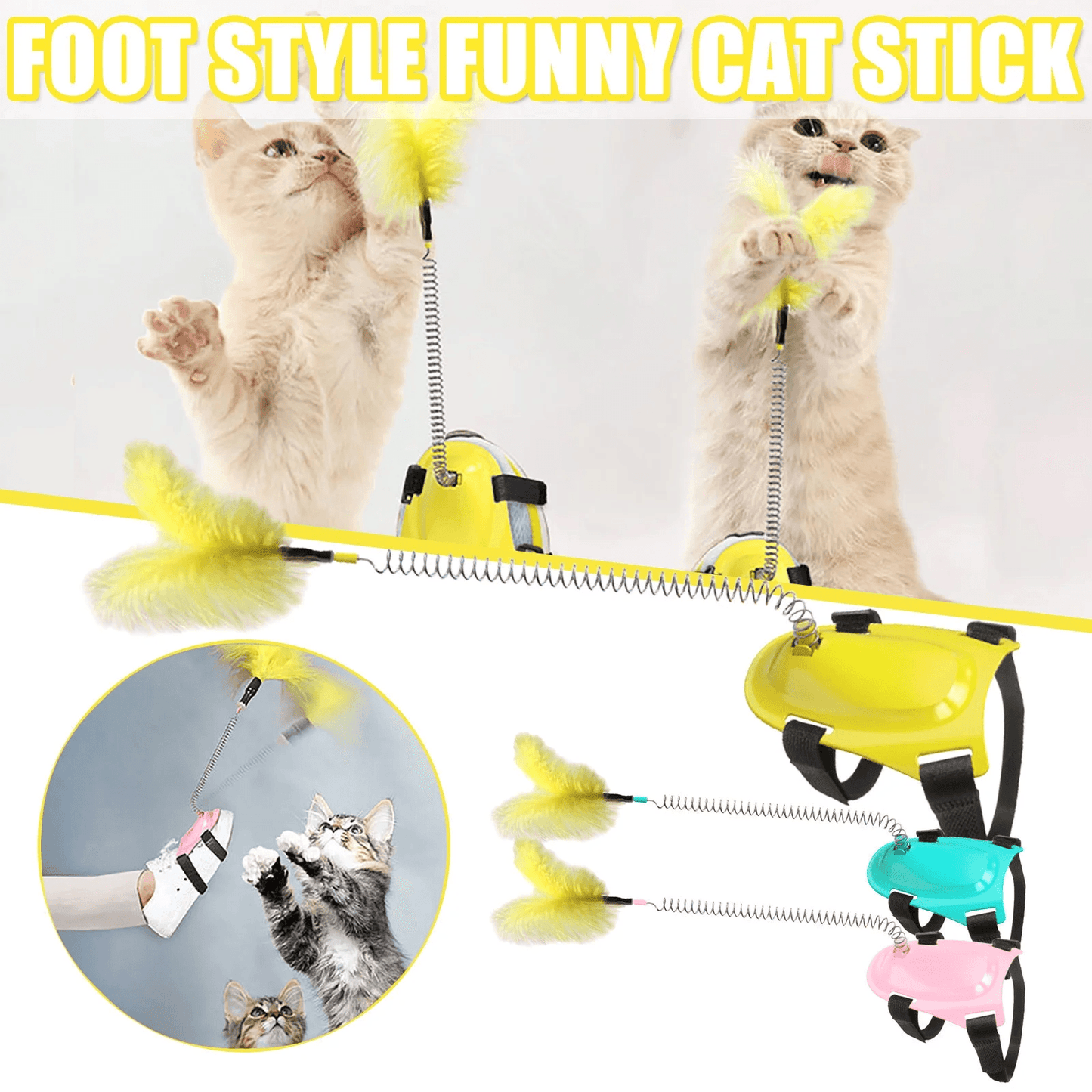 Interactive Cat Feather Toys, Cat Toys for Indoor Cats, Cat Toys with Collar, Self Excited Neck Interactive Teaser