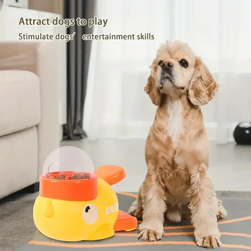 Durable Plastic Duck-Shaped Interactive Dog Treat Dispenser Toy - Mental Stimulation Snack Dispensing Puzzle Feeder with Transparent Window, Puppy Training & Cognitive Development