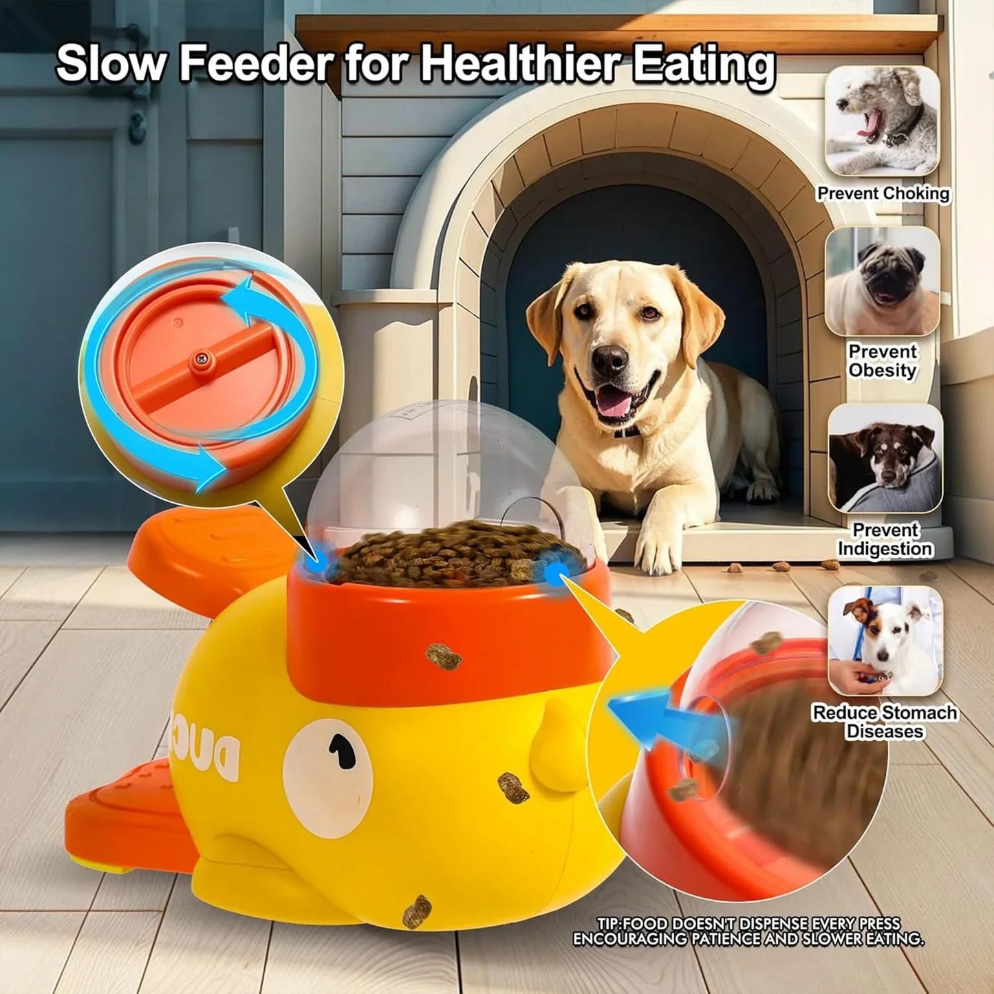Durable Plastic Duck-Shaped Interactive Dog Treat Dispenser Toy - Mental Stimulation Snack Dispensing Puzzle Feeder with Transparent Window, Puppy Training & Cognitive Development