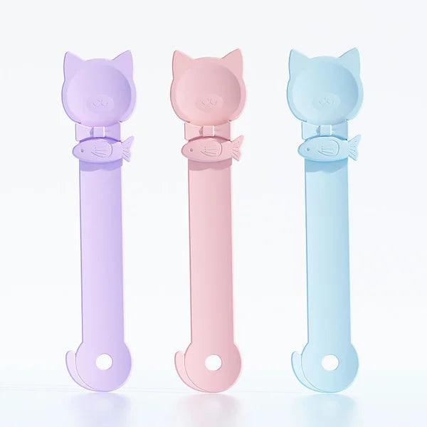 Cat Stripe Squeeze Spoon, Cat Treat Feeding Spoon, Cat Food Spoon for Wet Food,
