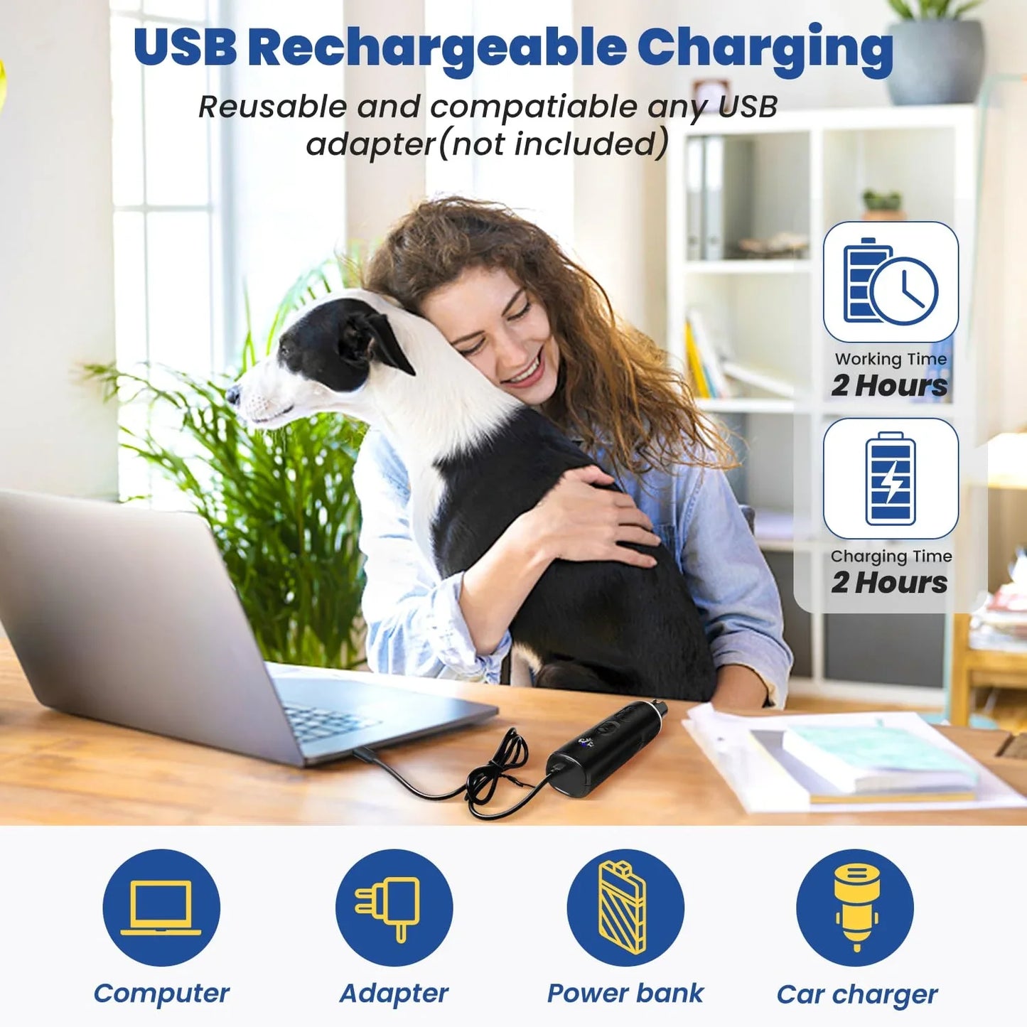 USB Charging Pet Nail Grinder Professional Rechargeable Usb Pet Electric Grinder Led Light Dog and Cat Trimmer