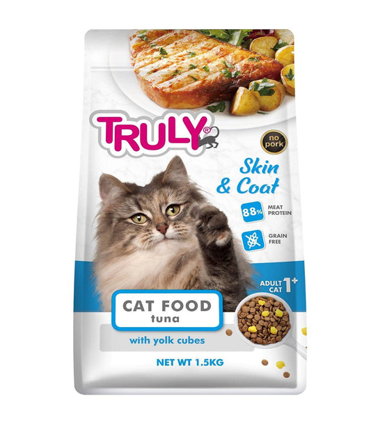 Truly Skin & Coat Adult Cat Food in Tuna with Yolk Cubes 1.5kg