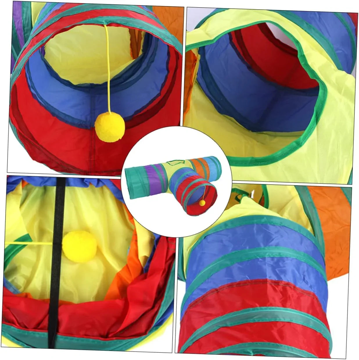 Cat Rattle Paper Tunnel Cat Folding Tunnel Toy Pet Crinkle Tunnel Play Tunnel Kitten Cat Playing Polyester Cotton