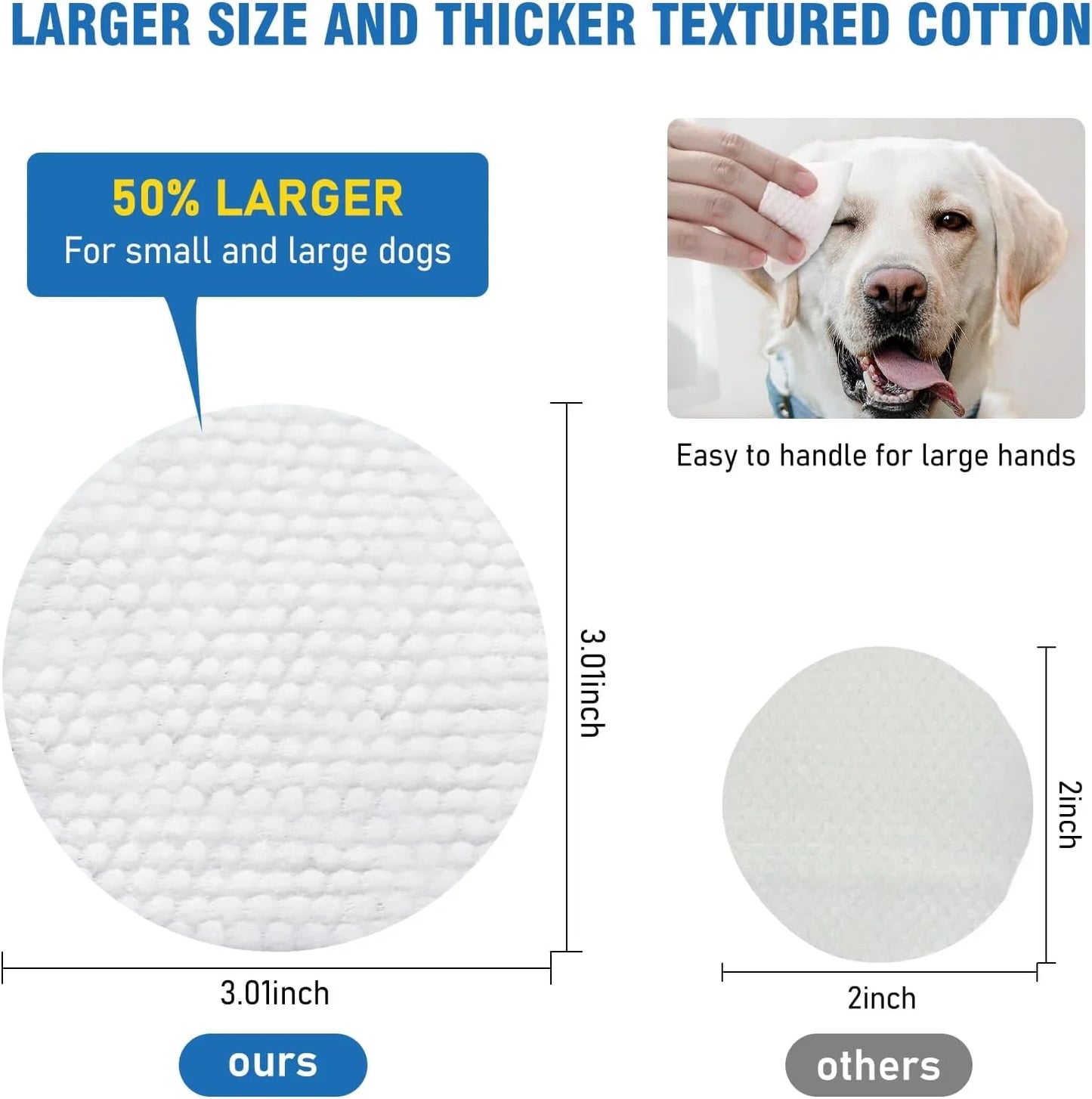 Vet Coach Dog Eye Wipes, Tear Stain Wipes for Dogs, Big & Thick Cat Eye Wipes for Dogs, Mild Ingredients, Texturized