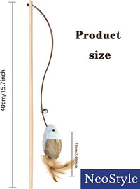 Cat Stick Toy,String Cat Toy,Cat Feather Wand Toy,Cat Interactive Toy,Bell Pole Toy Feather Tease