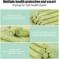 Cat Grass Teething Sticks, Cat Grass Sticks for Hairball Removal, Teeth Cleaning, Increase Appetite Chicken Flavor for Pet Cat (30g) 6pcs