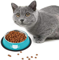 Cat Bowls for Food and Water Cat Dishes Stainless Steel PET Food Bowls 7 oz Anti Slip Metal PET Bowl with Removable Rubber Base 1pcs