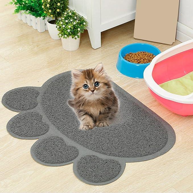 Frogued Kitten Mat Soft Leak-Proof Fine Workmanship Non-Slip Easy to Clean Less Waste Cloth Claw Shape Cat Litter Pad for Indoor Pet Litter Mat